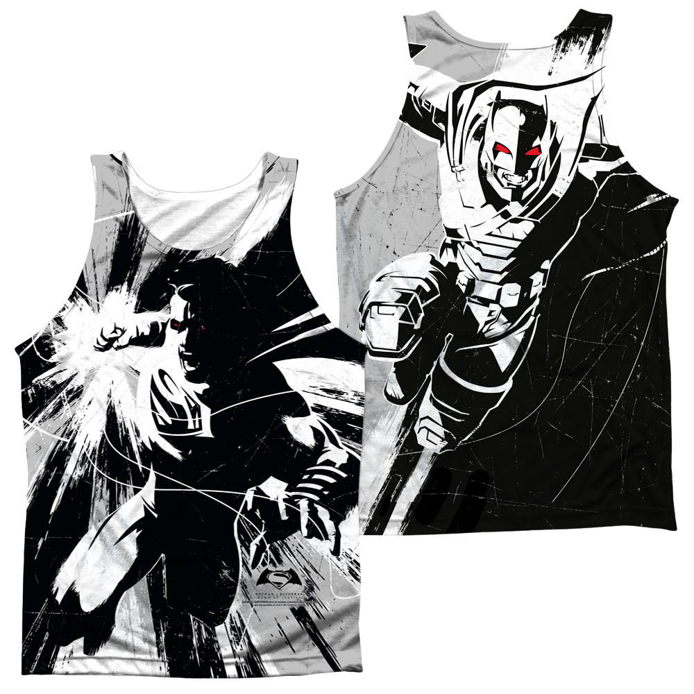 Batman v Superman Graphic Contrast (Front/Back Print) - Men's All Over Print Tank Top Men's All Over Print Tank Batman