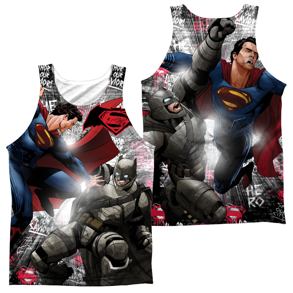 Batman v Superman Showdown (Front/Back Print) - Men's All Over Print Tank Top Men's All Over Print Tank Batman