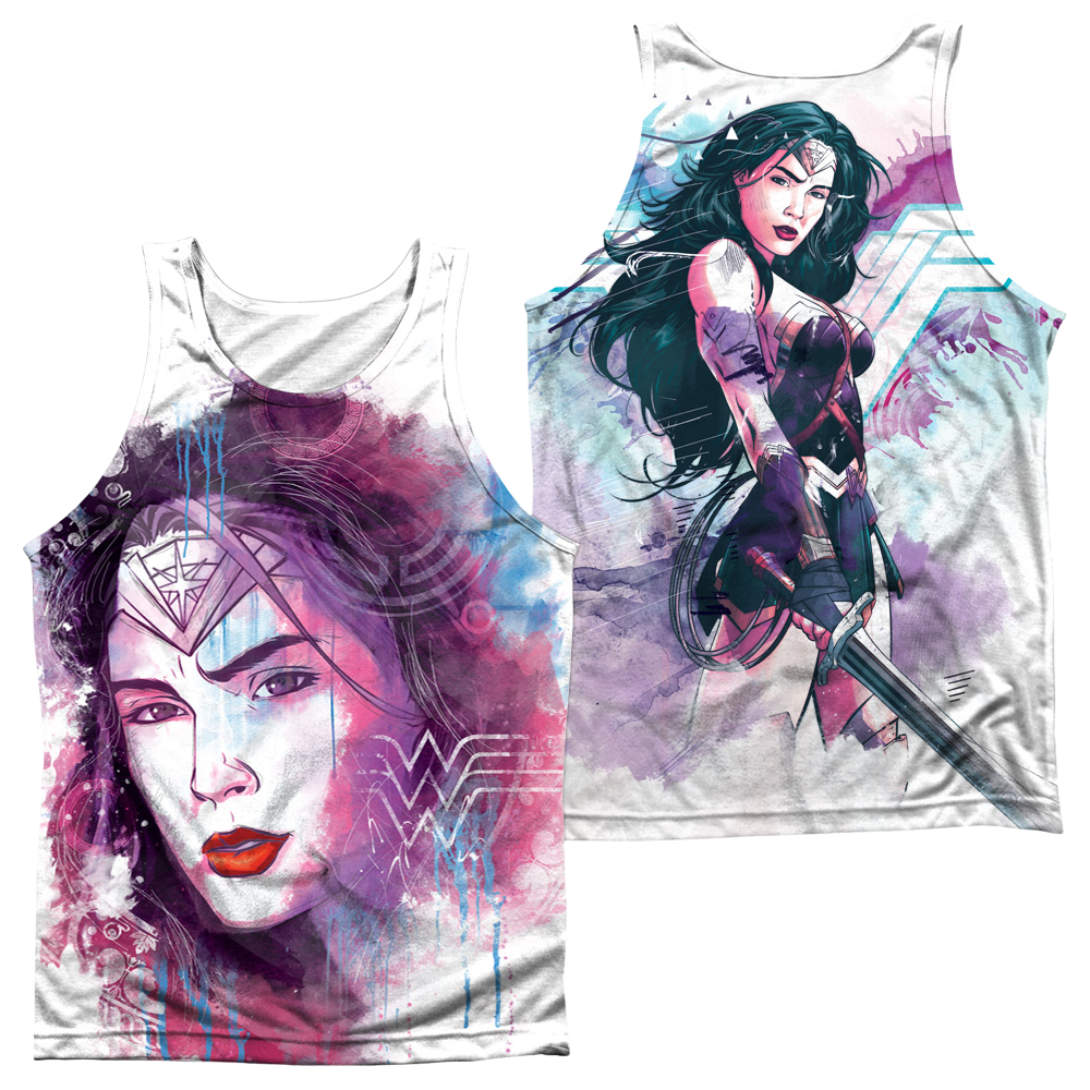 Batman v Superman Watercolor Wonder Sub (Front/Back Print) - Men's All Over Print Tank Top Men's All Over Print Tank Batman