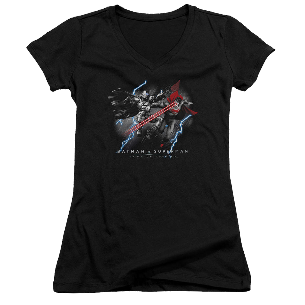 Batman v Superman Lightning V Heat Vision - Juniors V-Neck T-Shirt Juniors V-Neck T-Shirt Batman