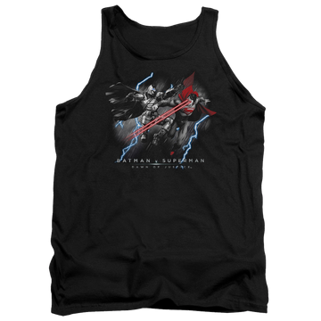 Black men's tank with Batman v Superman Lightning V Heat Vision graphic