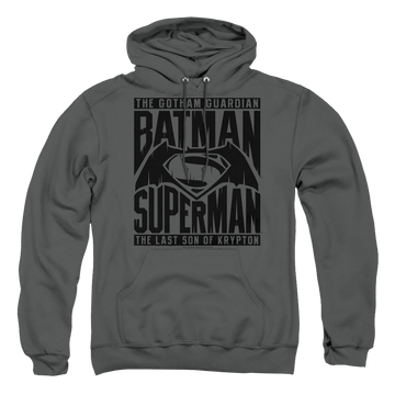 Charcoal pullover hoodie with Batman v Superman Title Fight graphic