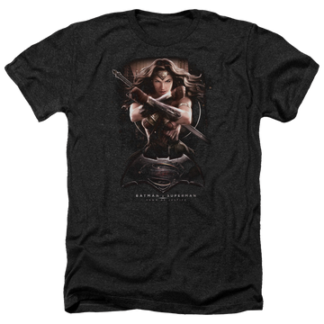 Charcoal men's heather t-shirt with Batman v Superman Ww Ground Zero graphic