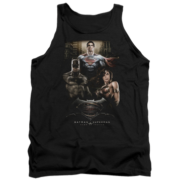 Black men's tank with Batman v Superman Thre Three graphic