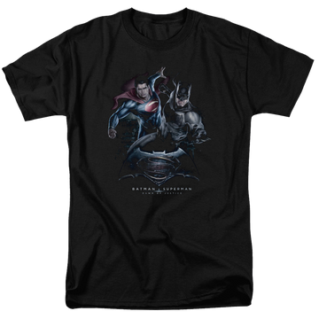 Black men's regular fit t-shirt with Batman v Superman Team Up graphic