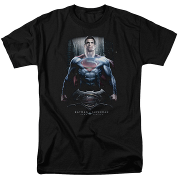 Black men's regular fit t-shirt with Batman v Superman Supe Ground Zero graphic
