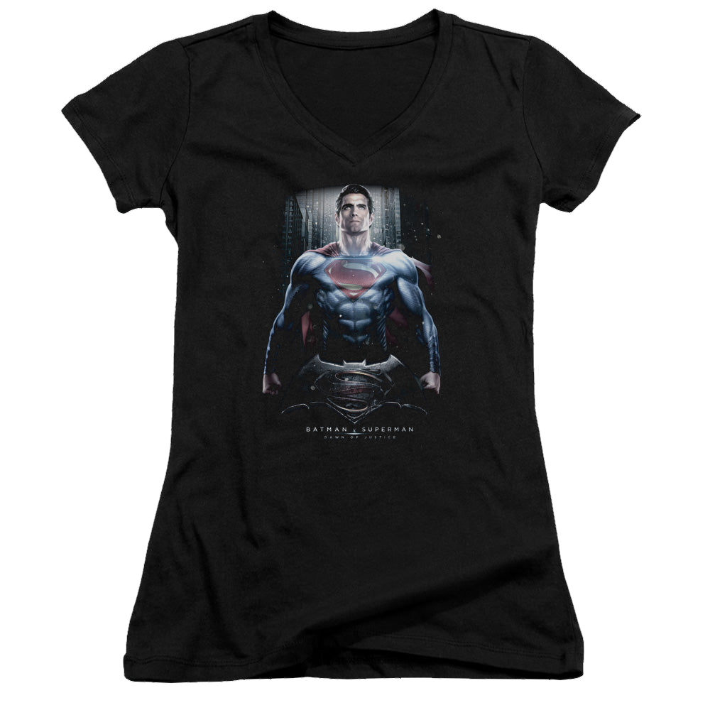 Batman v Superman Supe Ground Zero - Juniors V-Neck T-Shirt Juniors V-Neck T-Shirt Batman