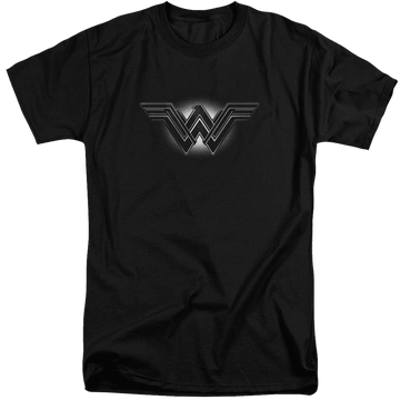 Black men's tall fit t-shirt with Batman v Superman Glow Emblem graphic