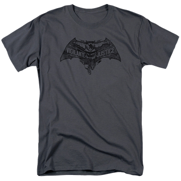 Charcoal men's regular fit t-shirt with Batman v Superman Vigilante Justice graphic