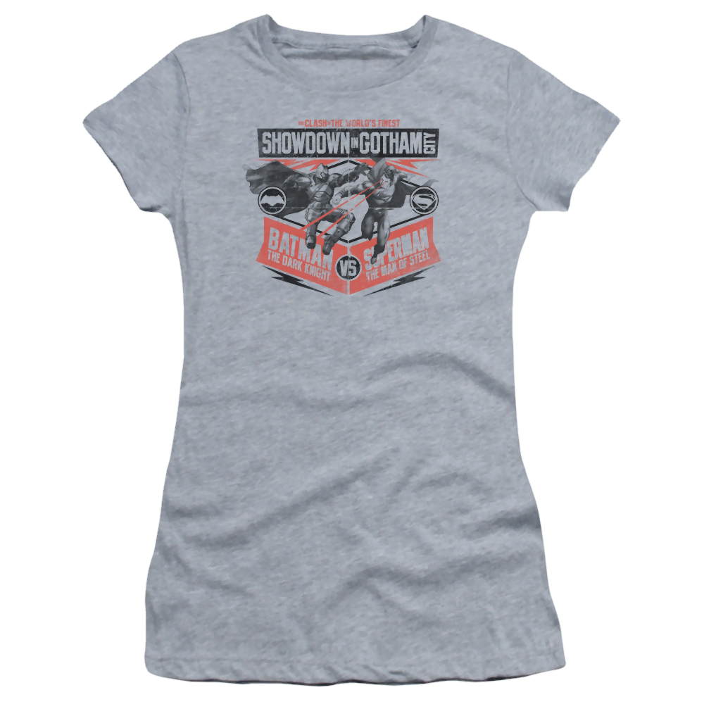 Batman v Superman Showdown In Gotham - Juniors T-Shirt Juniors T-Shirt Batman