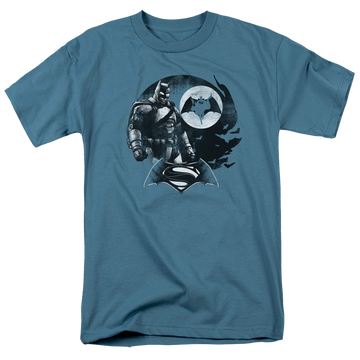 Slate men's regular fit t-shirt with Batman v Superman Waiting And Protecting graphic