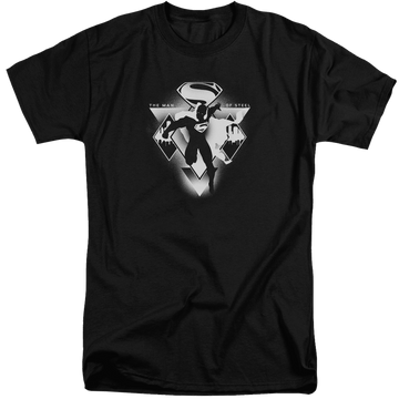 Black men's tall fit t-shirt with Batman v Superman Triple Diamond graphic