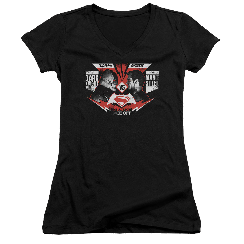 Batman v Superman Ultimate Face Off - Juniors V-Neck T-Shirt Juniors V-Neck T-Shirt Batman
