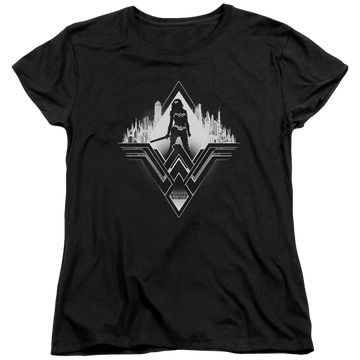 Black women's t-shirt with Batman v Superman City Warrior graphic