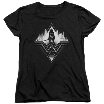 Black women's t-shirt with Batman v Superman City Warrior graphic