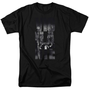 Black men's regular fit t-shirt with Batman v Superman Rainy Viglante graphic