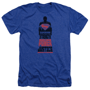 Royal men's heather t-shirt with Batman v Superman Super Justice graphic