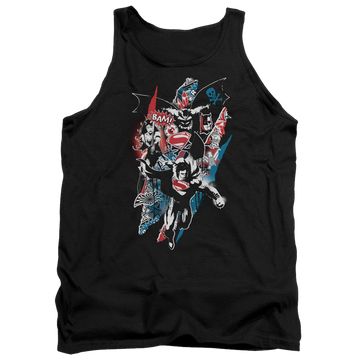 Black men's tank with Batman v Superman Ripped Trio 2 graphic
