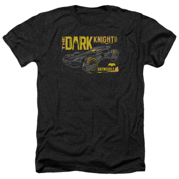 Charcoal men's heather t-shirt with Batman v Superman Mobil Dark Knight graphic