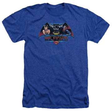 Royal men's heather t-shirt with Batman v Superman Together We Fight graphic