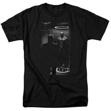 Black men's regular fit t-shirt with Batman v Superman Suit Up graphic
