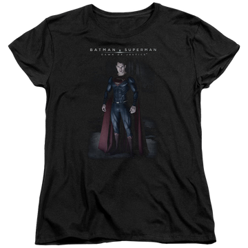 Black women's t-shirt with Batman v Superman Stand Tall graphic