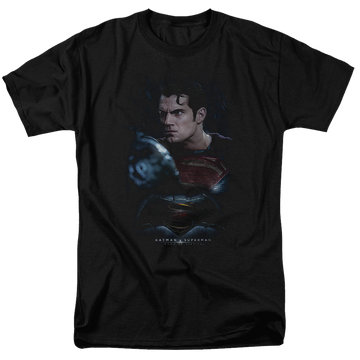 Black men's regular fit t-shirt with Batman v Superman Super Angry graphic