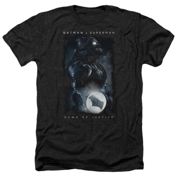 Charcoal men's heather t-shirt with Batman v Superman Signal graphic