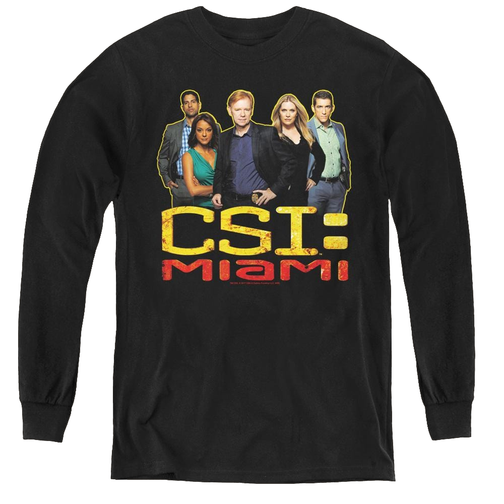 Csi Miami The Cast In Black - Youth Long Sleeve T-Shirt Youth Long Sleeve T-Shirt CSI