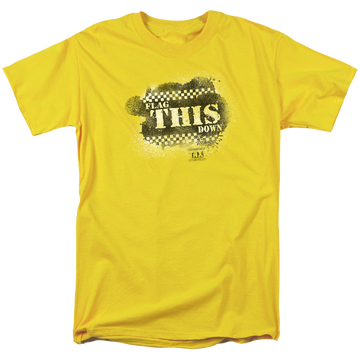 Yellow men's regular fit t-shirt with Taxi Flag This graphic