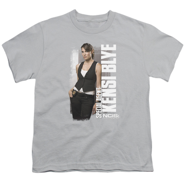 Silver youth t-shirt for ages 8 to 12 with NCIS Los Angeles Kensi graphic