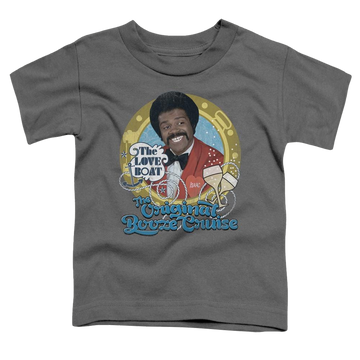 Charcoal toddler t-shirt with The Love Boat Original Booze Cruise graphic