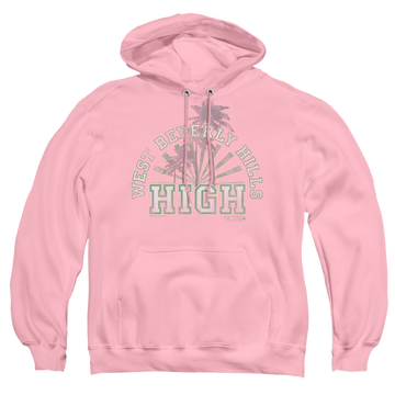 Pink pullover hoodie with Beverly Hills 90210 90210 West Beverly Hills High graphic