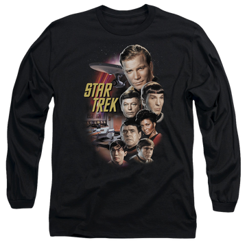 Black men's long sleeve t-shirt with Star Trek The Classic Crew graphic