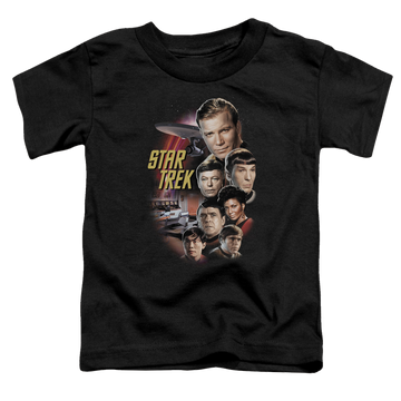 Black toddler t-shirt with Star Trek The Classic Crew graphic
