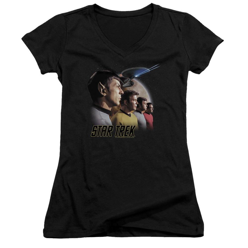 Star Trek Forward To Adventure Juniors V-Neck T-Shirt Juniors V-Neck T-Shirt Star Trek