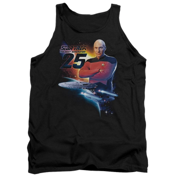 Black men's tank with Star Trek Tng 25 graphic