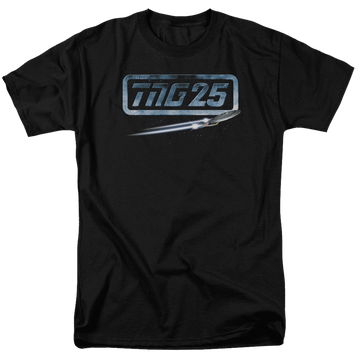 Black men's regular fit t-shirt with Star Trek The Next Generation Tng 25 Enterprise graphic