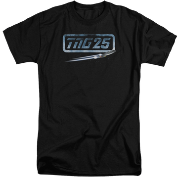 Black men's tall fit t-shirt with Star Trek The Next Generation Tng 25 Enterprise graphic