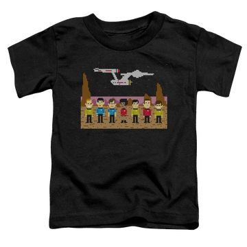 Black toddler t-shirt with Star Trek Tos Trexel Crew graphic