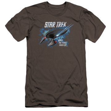Charcoal men's premium slim fit t-shirt with Star Trek The Final Frontier graphic