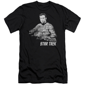Black men's premium slim fit t-shirt with Star Trek Kirk Words graphic