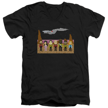 Black men's v-neck t-shirt with Star Trek The Next Generation Tng Trexel Creq graphic