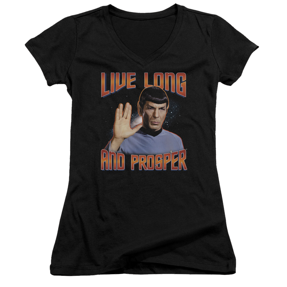 Star Trek Live Long And Prosper Juniors V-Neck T-Shirt Juniors V-Neck T-Shirt Star Trek