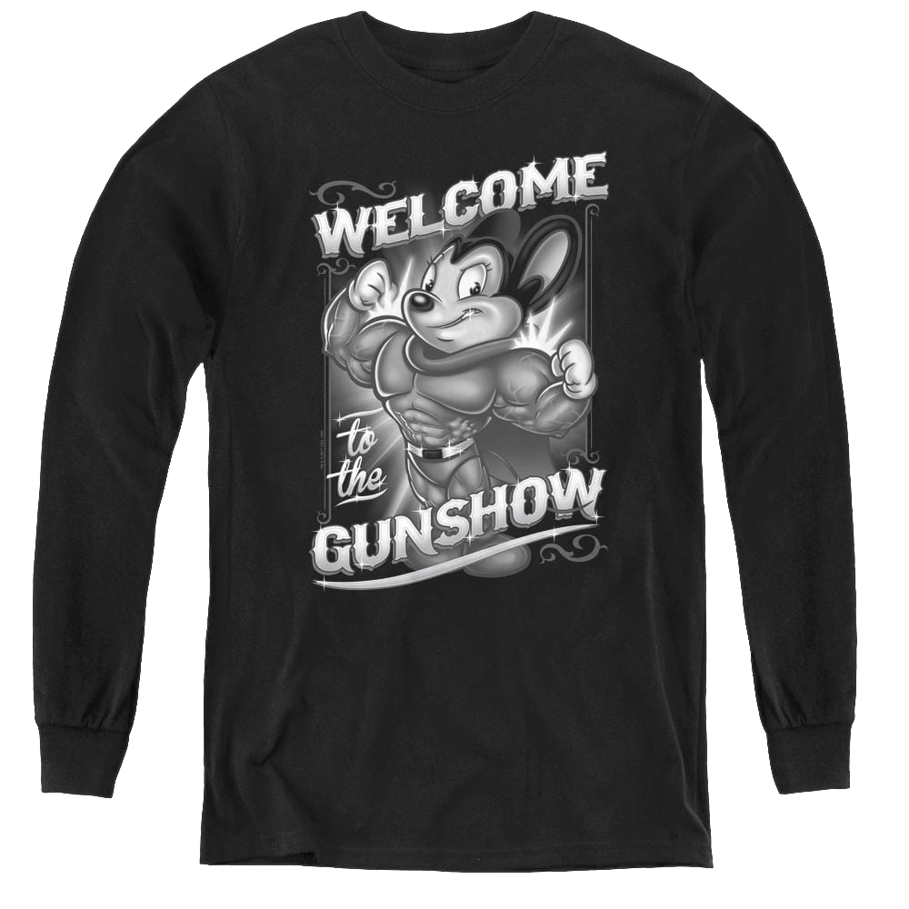 Mighty Mouse Mighty Gunshow - Youth Long Sleeve T-Shirt Youth Long Sleeve T-Shirt Mighty Mouse