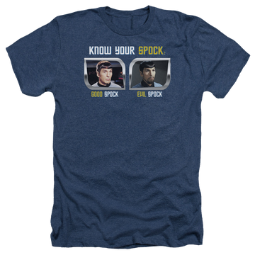 Navy men's heather t-shirt with Star Trek Know Your Spock graphic