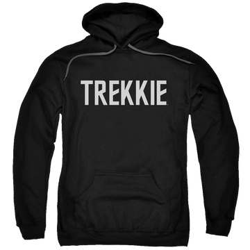 Black pullover hoodie with Star Trek Trekkie graphic