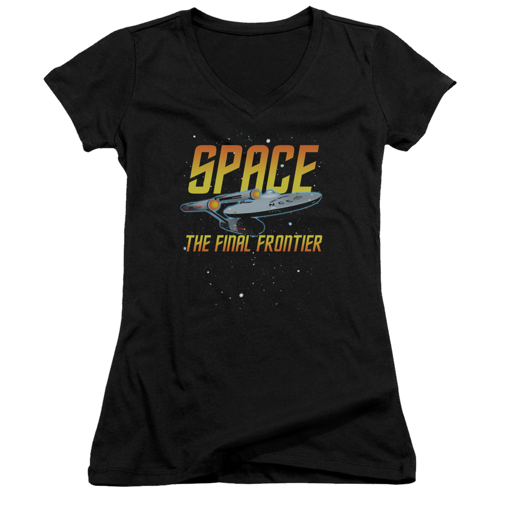 Star Trek Space Juniors V-Neck T-Shirt Juniors V-Neck T-Shirt Star Trek