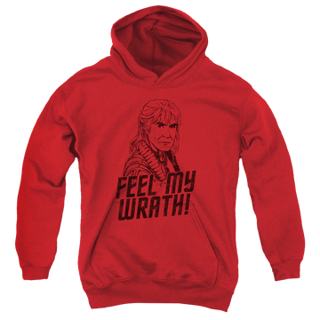 Red youth hoodie for ages 8 to 12 with Star Trek Movies My Wrath graphic