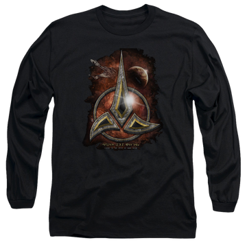 Black men's long sleeve t-shirt with Star Trek Klingon Crest graphic